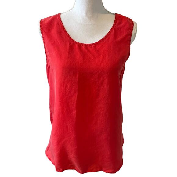 Vintage Silk Time Silk Sleeveless Top Tomato Red M - Picture 1 of 5